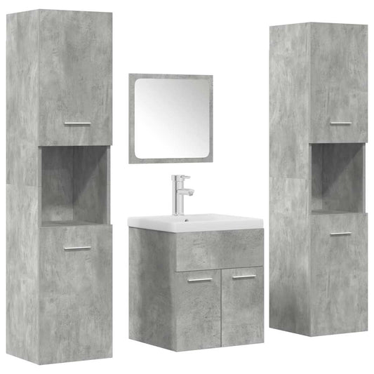 5 Piece Bathroom Furniture Set Concrete Grey Engineered Wood 5 Piece Bathroom Furniture Set Concrete Grey Engineered Wood