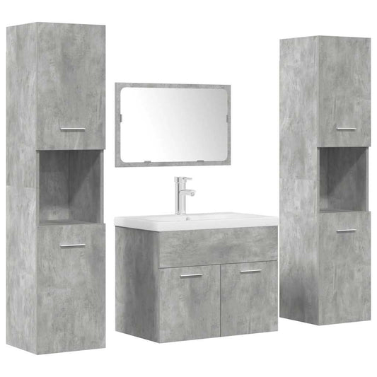 5 Piece Bathroom Furniture Set Concrete Grey Engineered Wood 5 Piece Bathroom Furniture Set Concrete Grey Engineered Wood