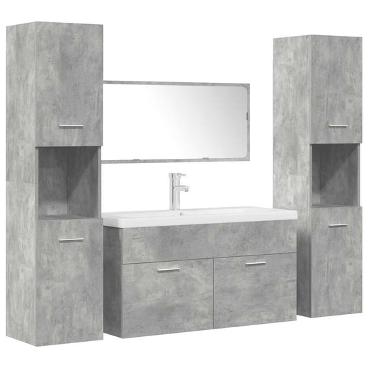 5 Piece Bathroom Furniture Set Concrete Grey Engineered Wood 5 Piece Bathroom Furniture Set Concrete Grey Engineered Wood