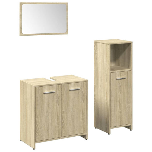 3 Piece Bathroom Furniture Set Sonoma Oak Engineered Wood 3 Piece Bathroom Furniture Set Sonoma Oak Engineered Wood