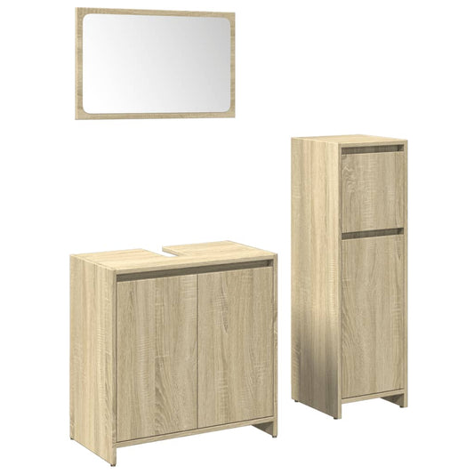 3 Piece Bathroom Furniture Set Sonoma Oak Engineered Wood 3 Piece Bathroom Furniture Set Sonoma Oak Engineered Wood