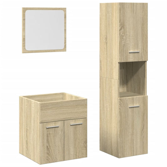 3 Piece Bathroom Furniture Set Sonoma Oak Engineered Wood 3 Piece Bathroom Furniture Set Sonoma Oak Engineered Wood
