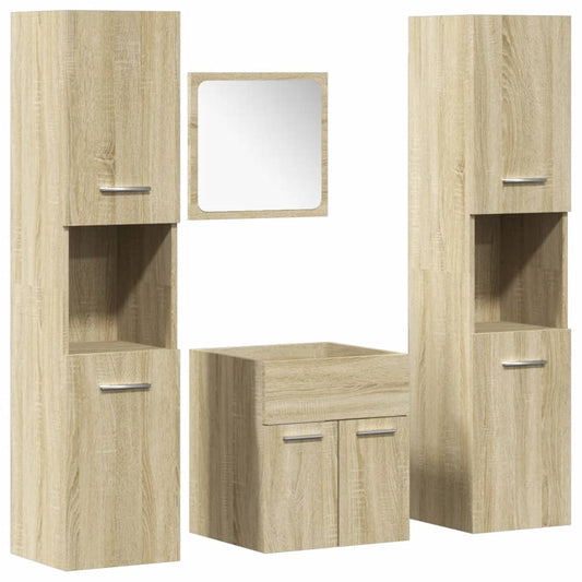 4 Piece Bathroom Furniture Set Sonoma Oak Engineered Wood 4 Piece Bathroom Furniture Set Sonoma Oak Engineered Wood