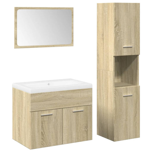 4 Piece Bathroom Furniture Set Sonoma Oak Engineered Wood 4 Piece Bathroom Furniture Set Sonoma Oak Engineered Wood
