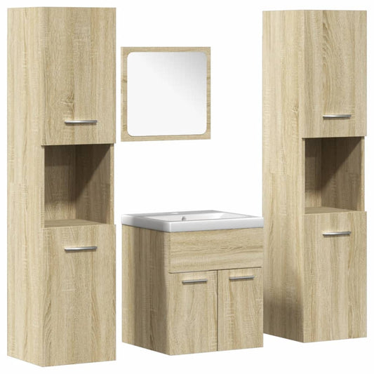 5 Piece Bathroom Furniture Set Sonoma Oak Engineered Wood 5 Piece Bathroom Furniture Set Sonoma Oak Engineered Wood