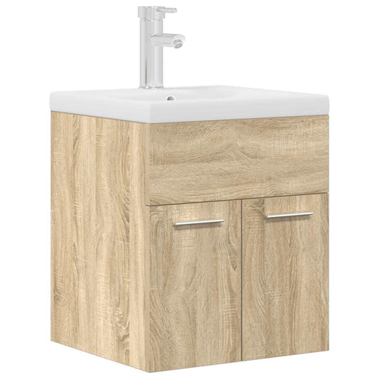 Bathroom Sink Cabinet with Built-in Basin and Faucet Sonoma Oak Bathroom Sink Cabinet with Built-in Basin and Faucet Sonoma Oak