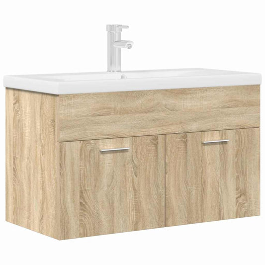 Bathroom Sink Cabinet with Built-in Basin and Faucet Sonoma Oak Bathroom Sink Cabinet with Built-in Basin and Faucet Sonoma Oak