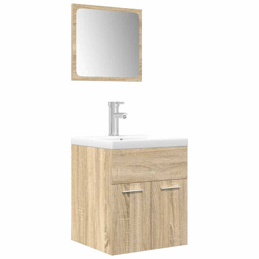 3 Piece Bathroom Furniture Set Sonoma Oak Engineered Wood 3 Piece Bathroom Furniture Set Sonoma Oak Engineered Wood