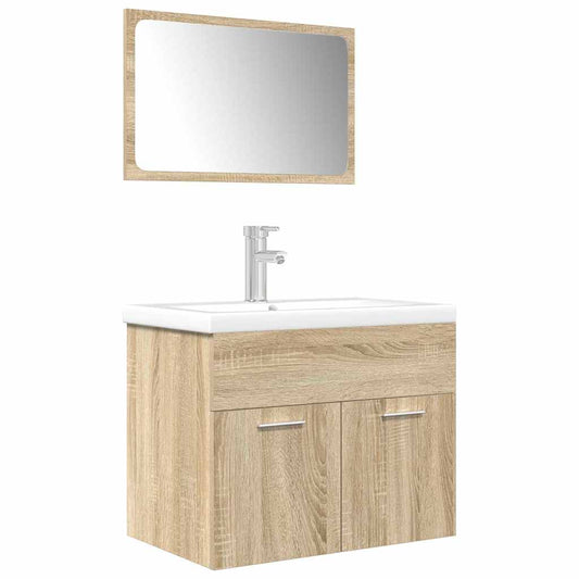 3 Piece Bathroom Furniture Set Sonoma Oak Engineered Wood 3 Piece Bathroom Furniture Set Sonoma Oak Engineered Wood