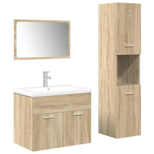4 Piece Bathroom Furniture Set Sonoma Oak Engineered Wood 4 Piece Bathroom Furniture Set Sonoma Oak Engineered Wood