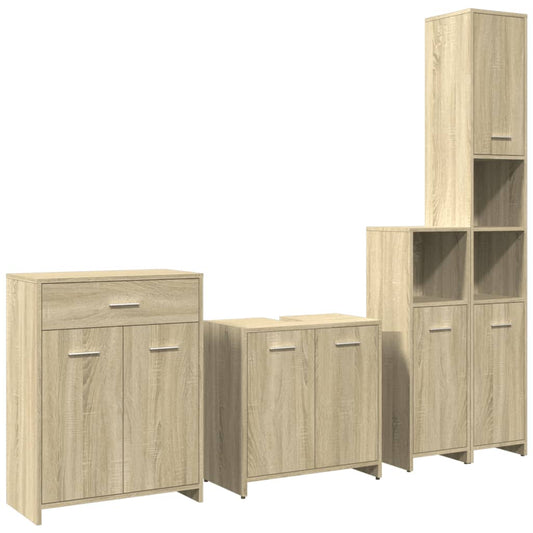 4 Piece Bathroom Furniture Set Sonoma Oak Engineered Wood 4 Piece Bathroom Furniture Set Sonoma Oak Engineered Wood