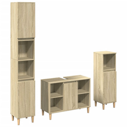 3 Piece Bathroom Furniture Set Sonoma Oak Engineered Wood 3 Piece Bathroom Furniture Set Sonoma Oak Engineered Wood