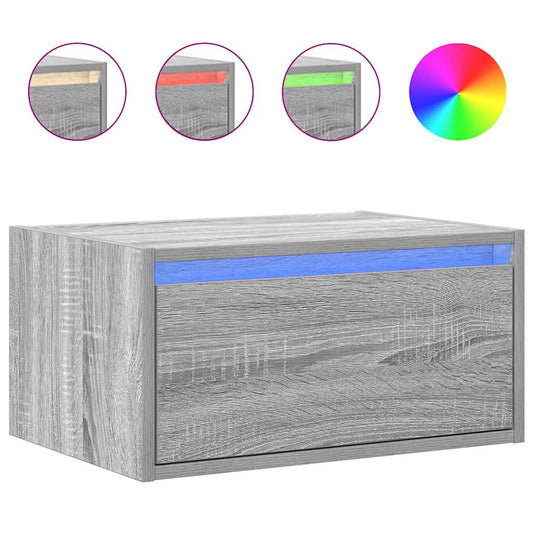 Wall-mounted Bedside Cabinet with LED Lights Grey Sonoma Wall-mounted Bedside Cabinet with LED Lights Grey Sonoma