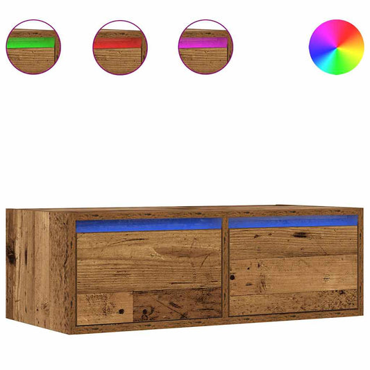 TV Cabinet with LED Lights Old Wood 75x35,5x25 cm TV Cabinet with LED Lights Old Wood 75x35,5x25 cm