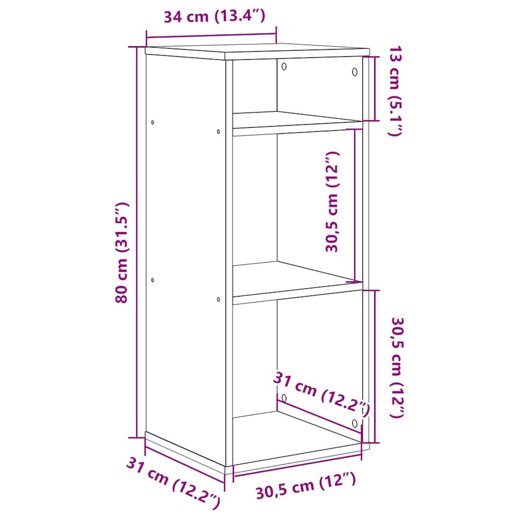 Book Cabinet Grey Sonoma 34x31x80 cm Engineered Wood