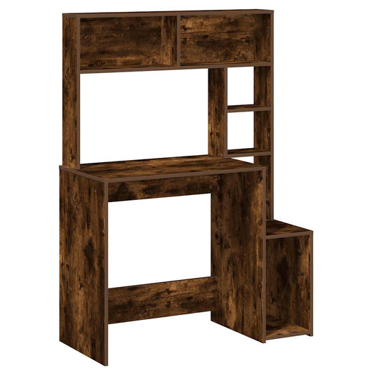 Desk with Shelves Smoked Oak 100x45x140 cm Engineered Wood Desk with Shelves Smoked Oak 100x45x140 cm Engineered Wood