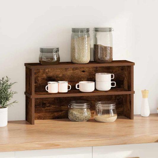 Kitchen Racks Stackable 2 pcs Smoked Oak 60x15x16 cm Kitchen Racks Stackable 2 pcs Smoked Oak 60x15x16 cm