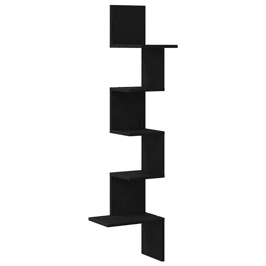 Wall Corner Shelf Black 32x32x127,5 cm Engineered Wood Wall Corner Shelf Black 32x32x127,5 cm Engineered Wood