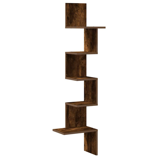 Wall Corner Shelf Smoked Oak 32x32x127,5 cm Engineered Wood Wall Corner Shelf Smoked Oak 32x32x127,5 cm Engineered Wood