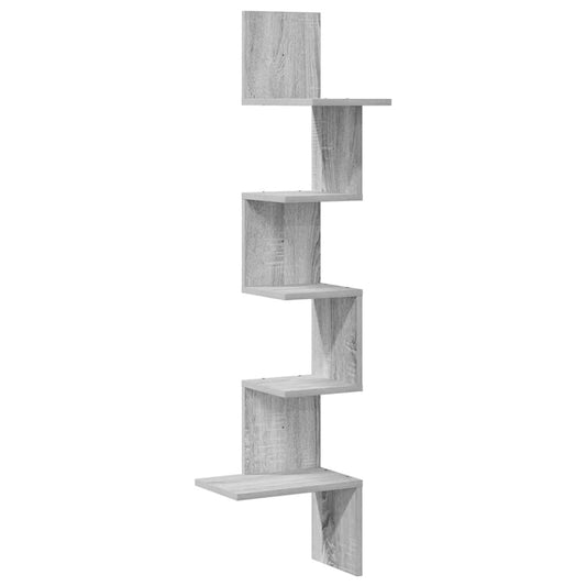 Wall Corner Shelf Grey Sonoma 32x32x127,5 cm Engineered Wood Wall Corner Shelf Grey Sonoma 32x32x127,5 cm Engineered Wood