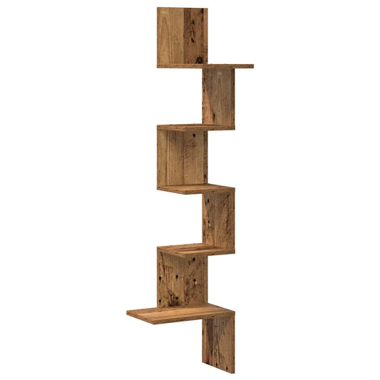 Wall Corner Shelf Old Wood 32x32x127,5 cm Engineered Wood Wall Corner Shelf Old Wood 32x32x127,5 cm Engineered Wood