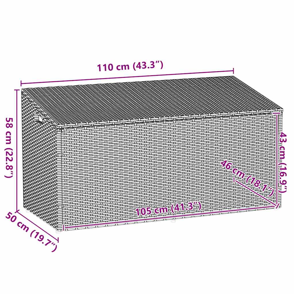 Garden Storage Box Brown 110x50x58 cm Poly Rattan