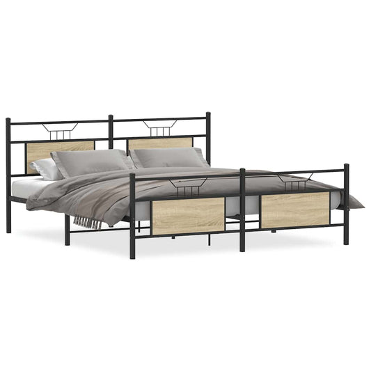 Metal Bed Frame without Mattress Sonoma Oak 160x200 cm Metal Bed Frame without Mattress Sonoma Oak 160x200 cm