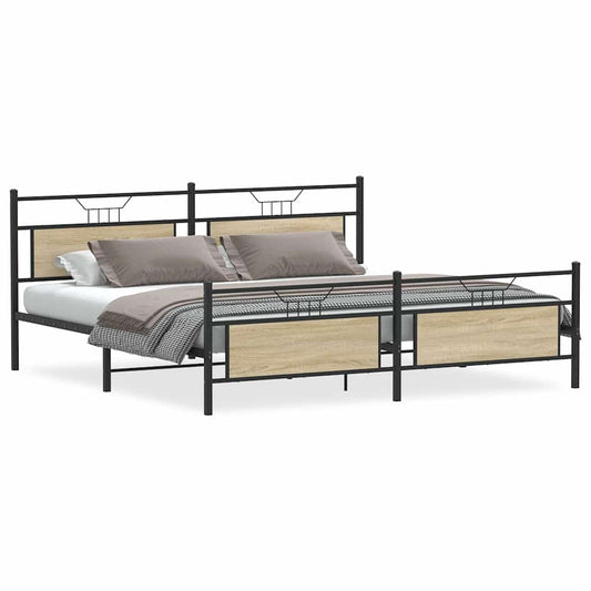 Metal Bed Frame without Mattress Sonoma Oak 200x200 cm Metal Bed Frame without Mattress Sonoma Oak 200x200 cm