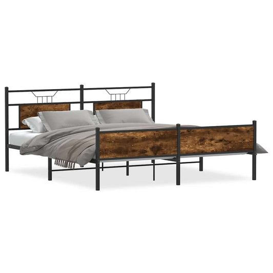 Metal Bed Frame without Mattress Smoked Oak 160x200 cm Metal Bed Frame without Mattress Smoked Oak 160x200 cm
