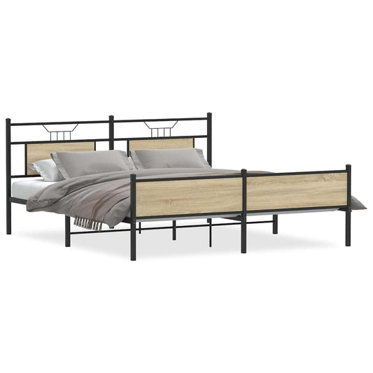 Metal Bed Frame without Mattress Sonoma Oak 160x200 cm Metal Bed Frame without Mattress Sonoma Oak 160x200 cm