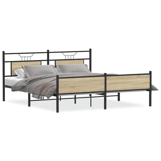 Metal Bed Frame without Mattress Sonoma Oak 180x200 cm Super King Metal Bed Frame without Mattress Sonoma Oak 180x200 cm Super King