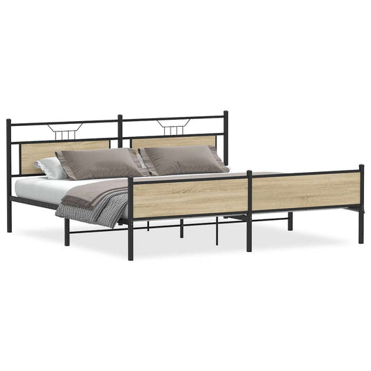 Metal Bed Frame without Mattress Sonoma Oak 193x201 cm Metal Bed Frame without Mattress Sonoma Oak 193x201 cm