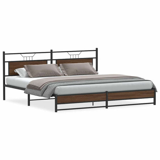 Metal Bed Frame without Mattress Brown Oak 200x200 cm Metal Bed Frame without Mattress Brown Oak 200x200 cm