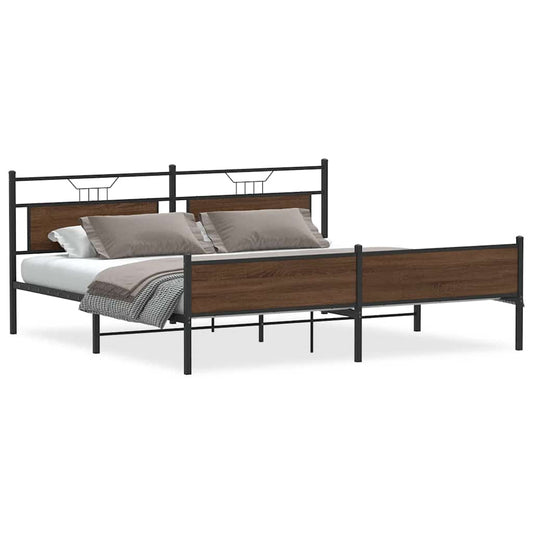 Metal Bed Frame without Mattress Brown Oak 200x200 cm Metal Bed Frame without Mattress Brown Oak 200x200 cm