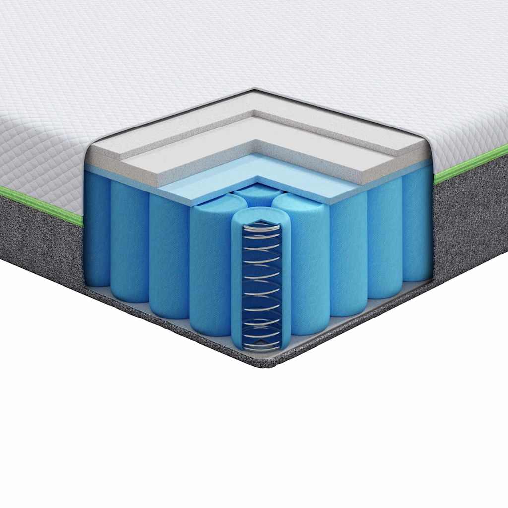 Mattress White and Grey 140 x 190 cm Pocket Spring