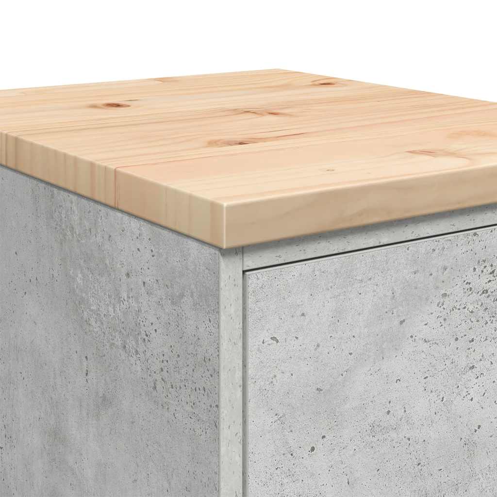 Garage Storage Cabinet Concrete Grey 40x51x85cm Solid Wood Pine
