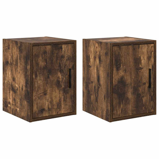 Garage Wall Cabinets 2 pcs Smoked Oak Engineered Wood Garage Wall Cabinets 2 pcs Smoked Oak Engineered Wood