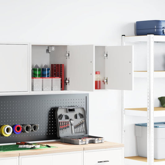 Garage Wall Cabinets 2 pcs White Engineered Wood Garage Wall Cabinets 2 pcs White Engineered Wood