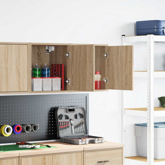 Garage Wall Cabinets 2 pcs Sonoma Oak Engineered Wood Garage Wall Cabinets 2 pcs Sonoma Oak Engineered Wood