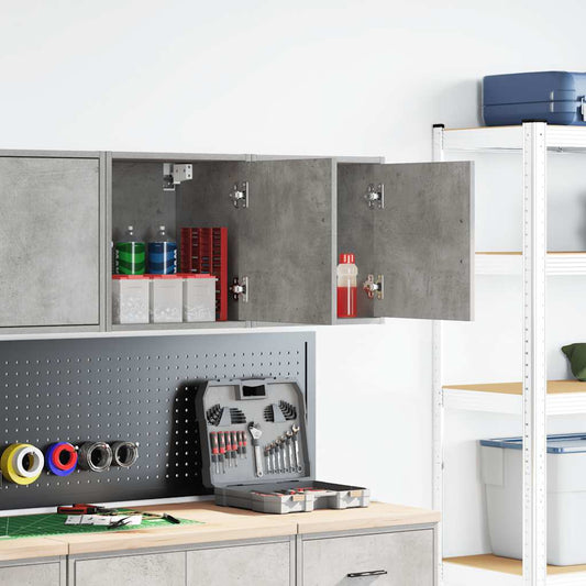Garage Wall Cabinets 2 pcs Concrete Grey Engineered Wood Garage Wall Cabinets 2 pcs Concrete Grey Engineered Wood