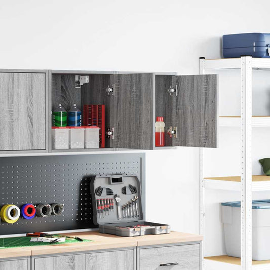 Garage Wall Cabinets 2 pcs Grey Sonoma Engineered Wood Garage Wall Cabinets 2 pcs Grey Sonoma Engineered Wood