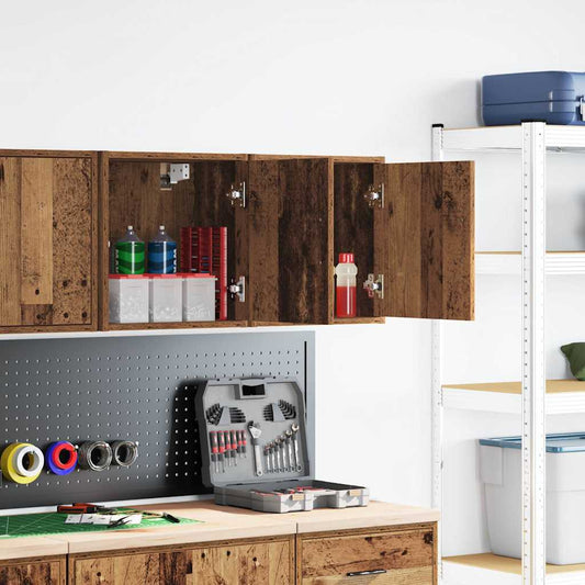 Garage Wall Cabinets 2 pcs Old Wood Engineered Wood Garage Wall Cabinets 2 pcs Old Wood Engineered Wood