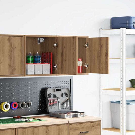Garage Wall Cabinets 2 pcs Artisan Oak Engineered Wood Garage Wall Cabinets 2 pcs Artisan Oak Engineered Wood