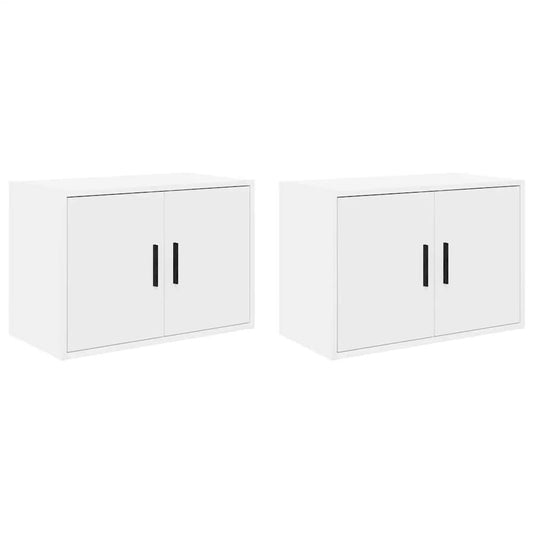Garage Wall Cabinets 2 pcs White Engineered Wood Garage Wall Cabinets 2 pcs White Engineered Wood