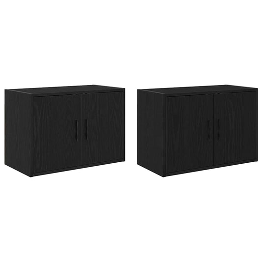 Garage Wall Cabinets 2 pcs Black Engineered Wood Garage Wall Cabinets 2 pcs Black Engineered Wood