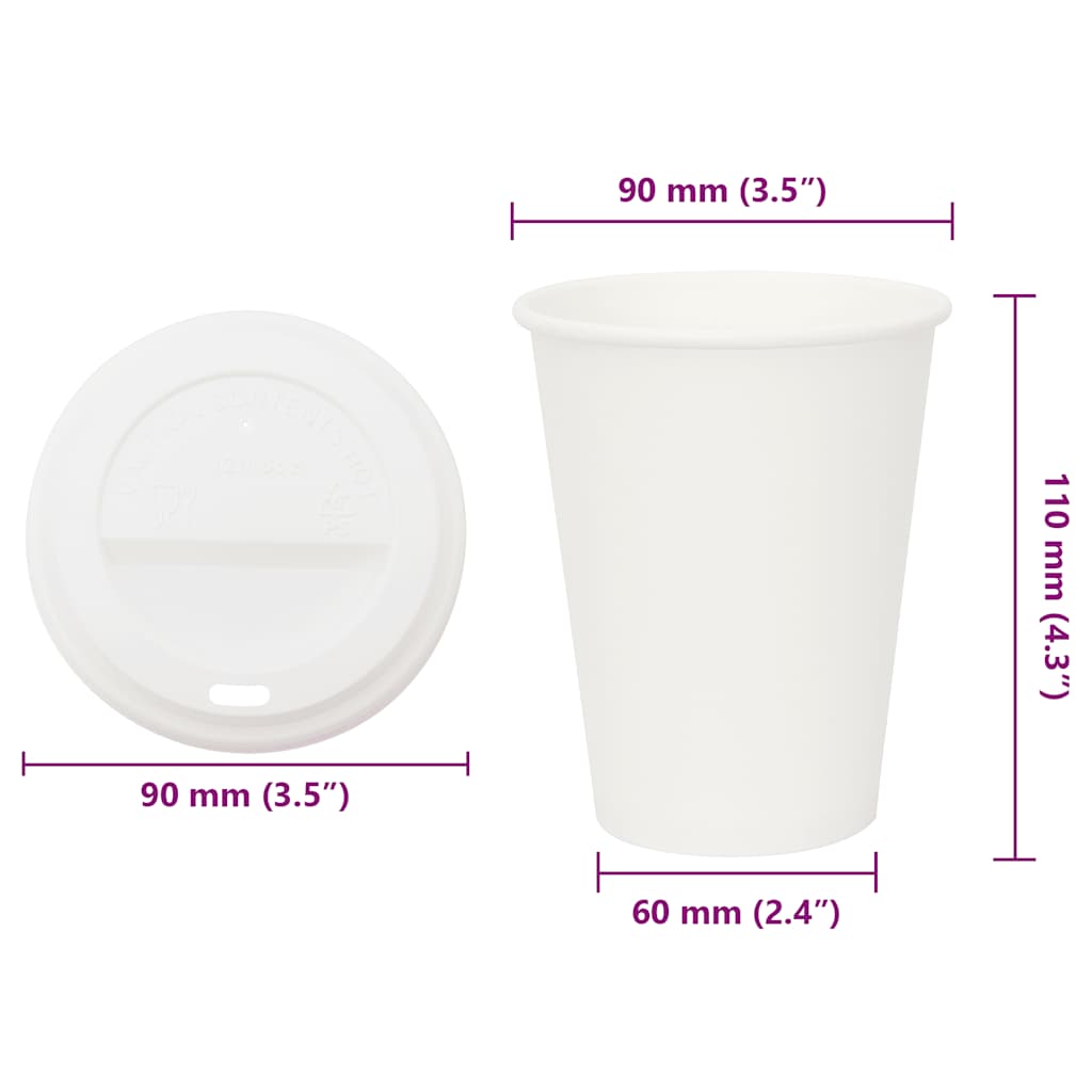 Paper Coffee Cups with Lids 1000 pcs 12oz 300ml