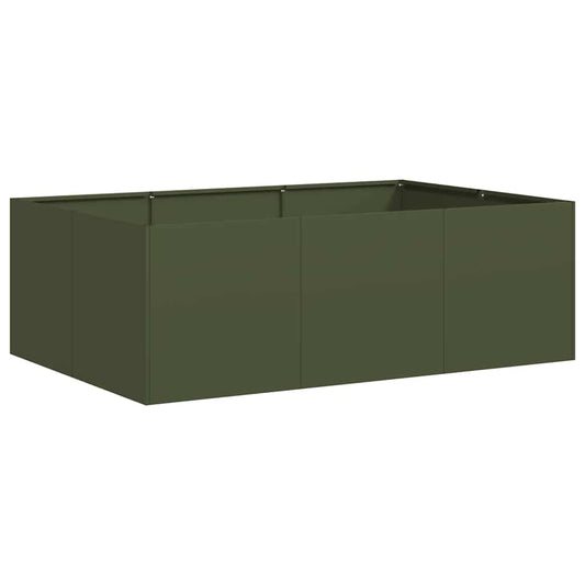 Planter Olive Green 120x80x40 cm Steel Planter Olive Green 120x80x40 cm Steel