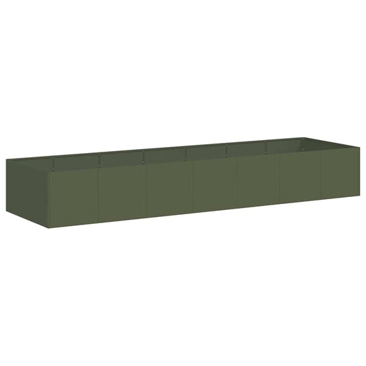 Planter Olive Green 280x80x40 cm Steel Planter Olive Green 280x80x40 cm Steel