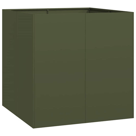 Planter Olive Green 80x80x80 cm Steel Planter Olive Green 80x80x80 cm Steel