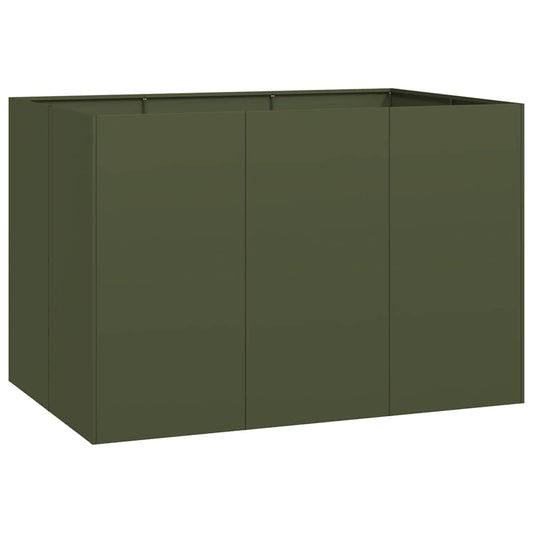 Planter Olive Green 120x80x80 cm Steel Planter Olive Green 120x80x80 cm Steel